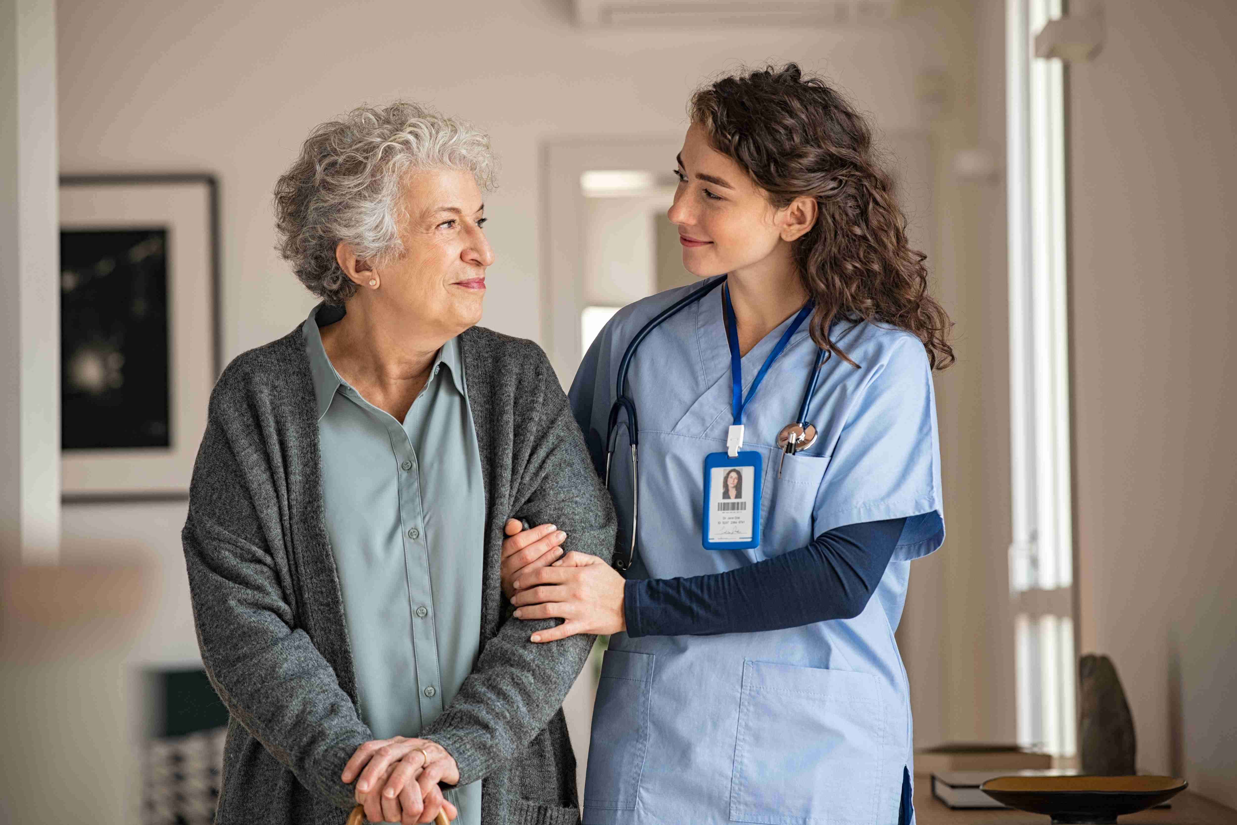 Caregiver with senior resident